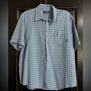Billabong Blue and White Casual Button Down Shirt Men’s Med